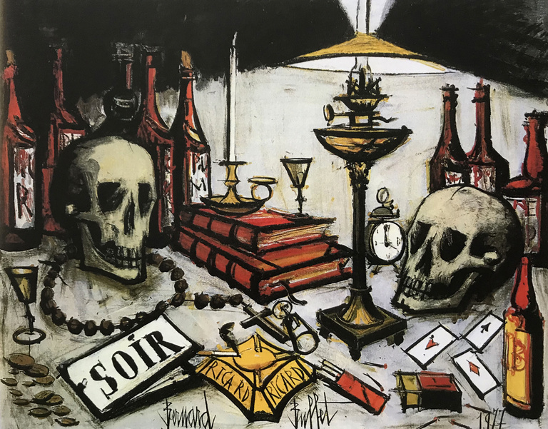 Bernard Buffet Officiel - Vanité aux deux crânes, 1977, 114 x 146 cm 