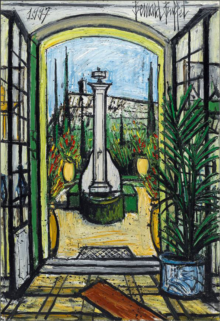 Bernard Buffet Official - Fontaine vue de l'entrée et les jarres, 1997, 130 x 89 cm