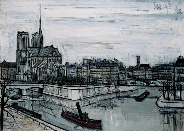 Bernard Buffet Official - La Cité et Notre-Dame, 1956,  huile sur toile, 114 x 162 cm