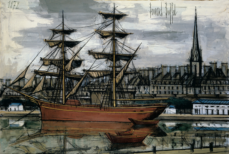 Bernard Buffet Officiel - Saint-Malo, Brick dans le grand bassin, 1972, 89 x 130 cm