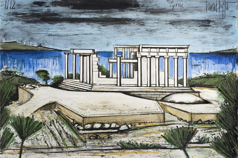 Bernard Buffet Officiel - Temple d'Aphaïa à Égine, 1992, 130 x 195 cm