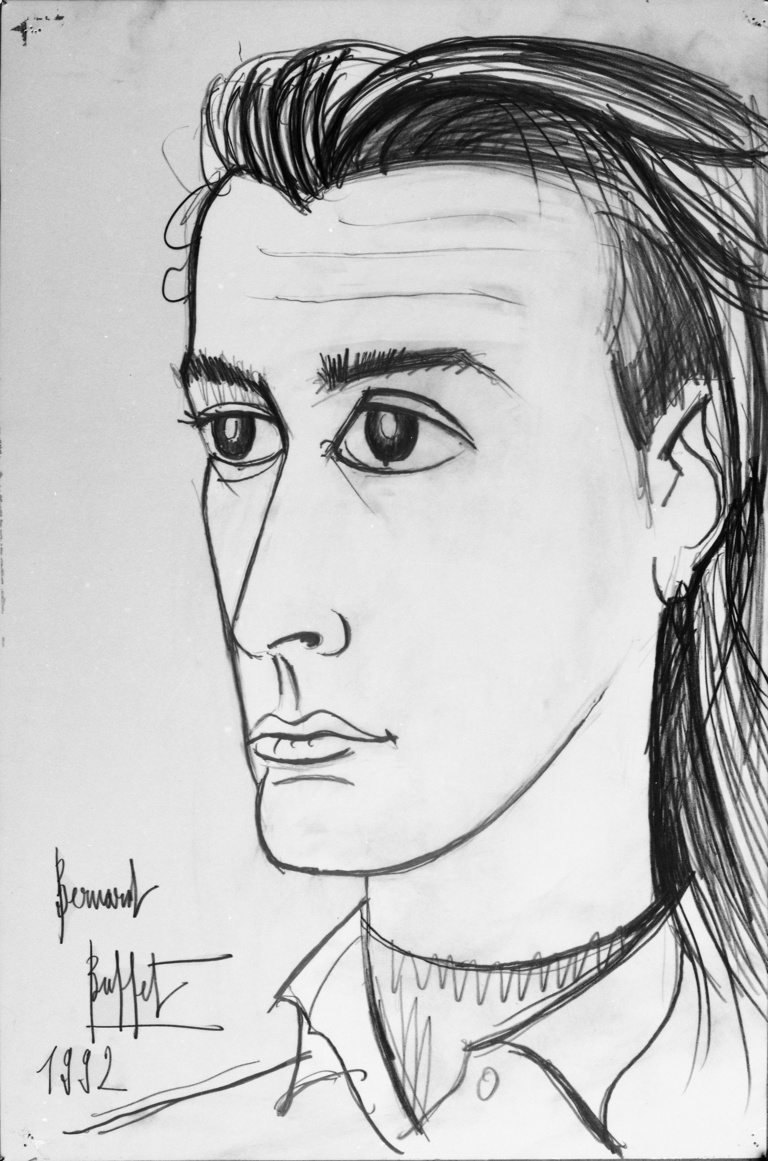 Bernard Buffet Officiel - Nicolas Buffet, dessin au crayon sur papier, 1992, 50 x 33 cm 