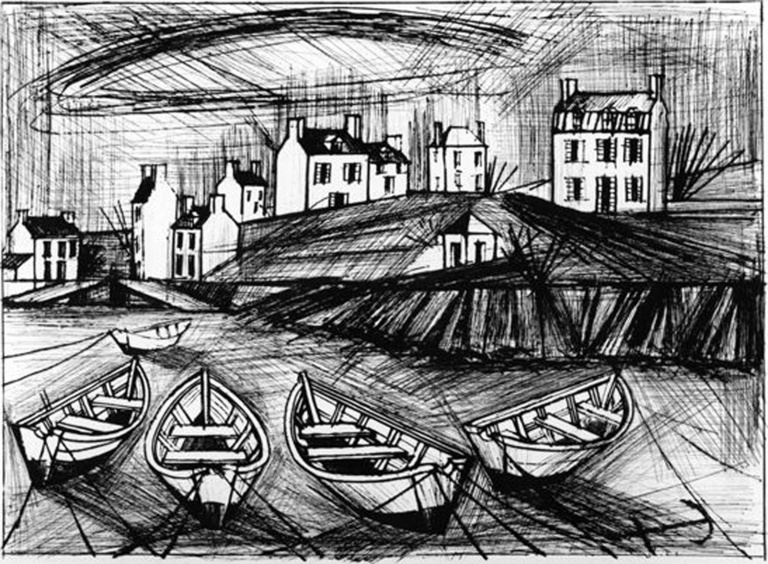 Bernard Buffet Officiel - Doris à marée basse, 1969, 56 x 76 cm 